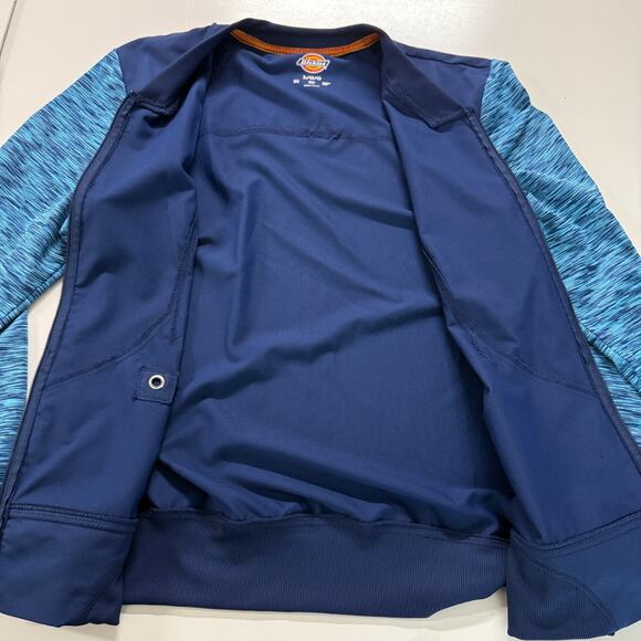 Dickies Jacket Womens Large Blue Marled Scrubs Dynamix Full Zip Warm Up Medical - Picture 6 of 12